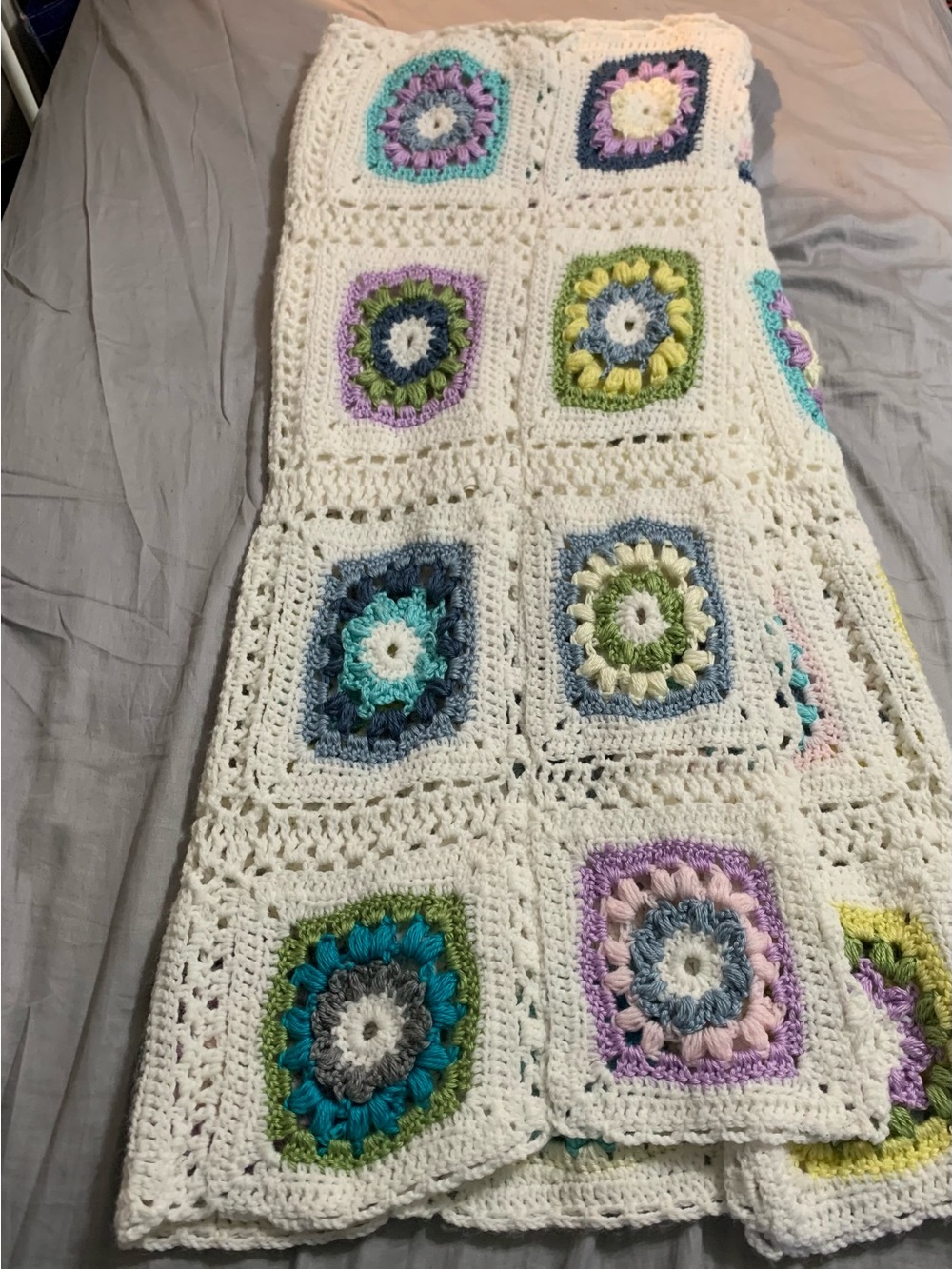 Handmade One of a Kind Crochet Granny Square Lined Maxi Skirt Boho M/L